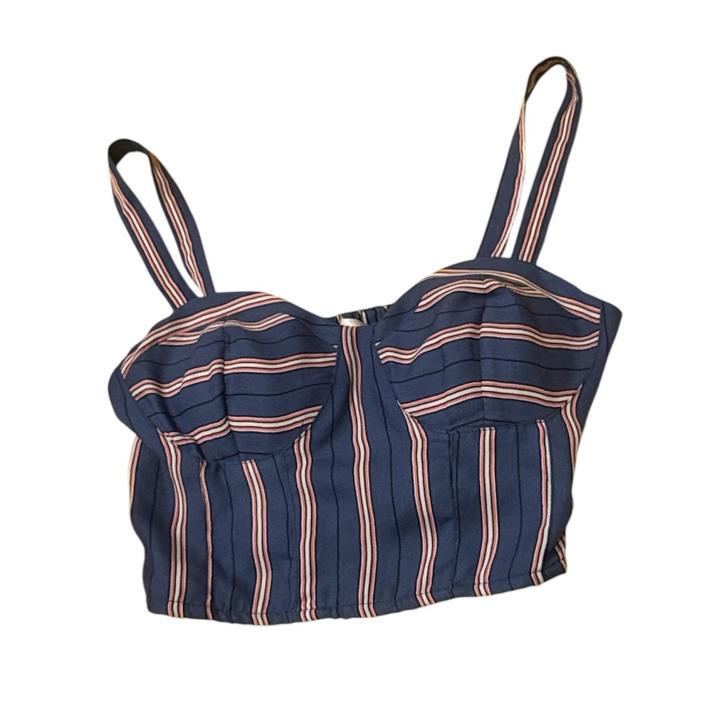 Band of Gypsies Navy and Pink Striped Crop Top size Small